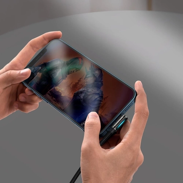 Baseus Legendární úhlový nylonový kabel USB - Lightning pro hráče 2,4A 1m černý (CALCS-01)