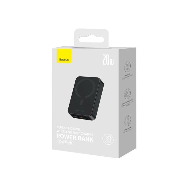 Powerbank Baseus Magnetic Mini 20000 mAh 20W Czarny + Kabel USB-C