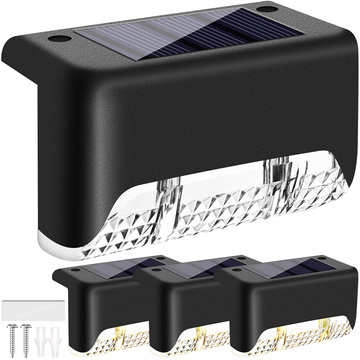 LED solar garden lamp, set x8, for terrace, balcony, stairs, balustrade, with dusk sensor, AAA battery, black