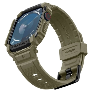 Hülle mit Armband für Apple Watch 10 (46 mm) Vintage Khaki Spigen Rugged Armor Pro