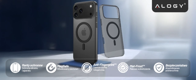 Чохол для Apple iPhone 17 Pro – матовий MagSafe із захистом лінз, тонкий та стійкий до подряпин, ідеально підходить – Alogy Skinny MatteCase™ чорний