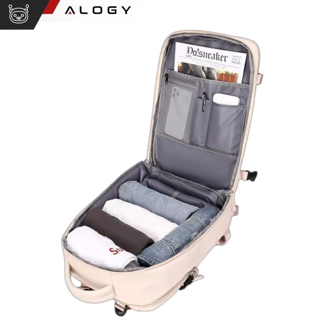 Жіночий дорожній рюкзак для ноутбука для валізи для роботи в літаку для школи 45x30x20 см Alogy Beige