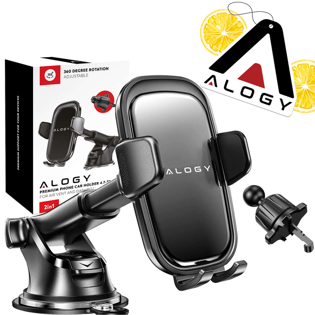 Držiak telefónu do auta, okienko, mriežka, kokpit, palubná doska, auto, auto, pre 7" telefón Alogy 3v1 Vonný prívesok