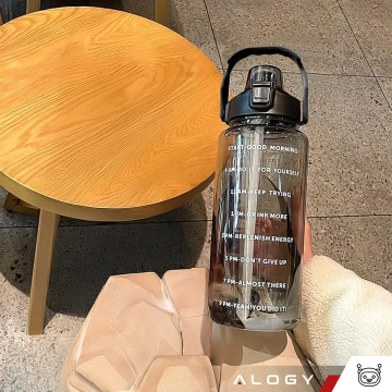 Velká láhev, láhev na pití Alogy MotivHydro Motivační odměrka 2l 2000ml Černá
