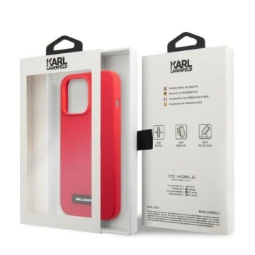 Karl Lagerfeld KLHCP13LSLMP1R protective phone case for Apple iPhone 13 Pro / 13 6.1" hardcase red/red Silicone Plaque