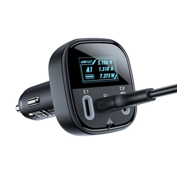 Автомобільний зарядний пристрій Acefast 101W 2x USB Type C / USB, PPS, Power Delivery, Quick Charge 4.0, AFC, FCP black (B5)