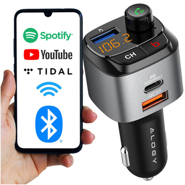 Alogy Car FM Transmitter USB QC 3.0 nabíjačka USB-C PD Bluetooth MP3 prehrávač