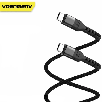 Кабель Denmen USB-C - USB-C 100 Вт, швидка зарядка, 1 м, чорний