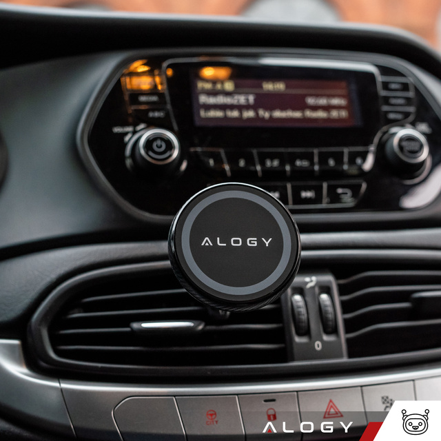 Магнітний автомобільний тримач для телефону, вікна, решітки, кабіни, приладової панелі, автомобіля, телефону, Alogy Black