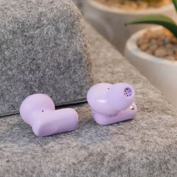 Bezdrátová Bluetooth sluchátka HOCO TWS EQ19 s nabíjecím pouzdrem v fialové barvě