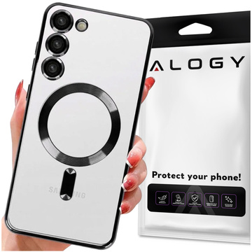 Чохол для Samsung Galaxy S24 Mag Safe Glamour Case Ring Housing Camera Protection Alogy Black Transparent Glass