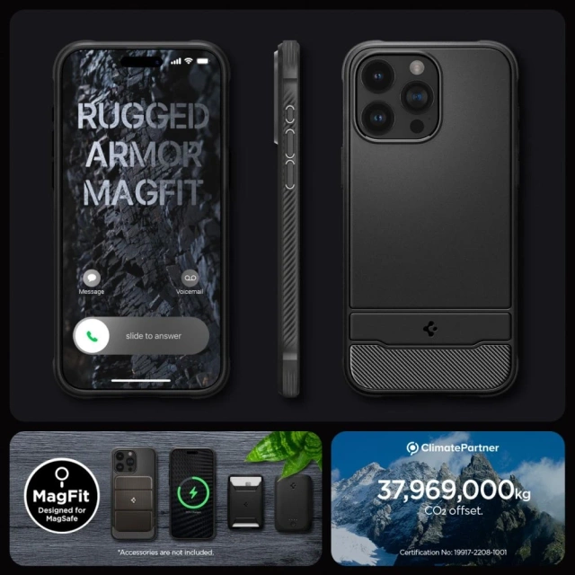 Etui Spigen Rugged Armor Mag Magsafe für Apple iPhone 15 Pro Max Mattschwarz