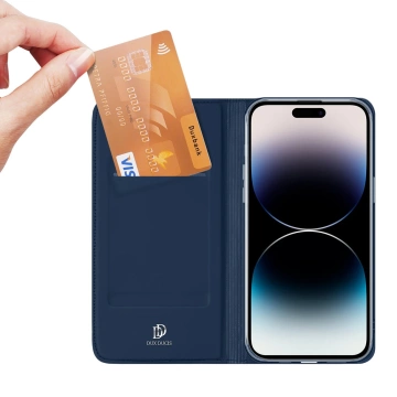 Case for iPhone 15 Pro Max, cover with flap and wallet Dux Ducis Skin Pro - blue
