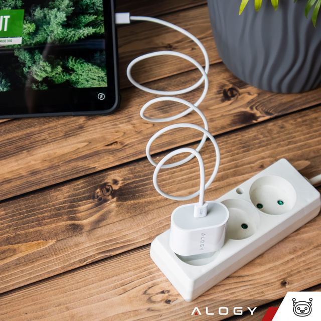 Rychlá a výkonná 35W USB-C nástěnná nabíječka USB typ C PD GaN pro iPhone 15 kabel typu C 1m Alogy White