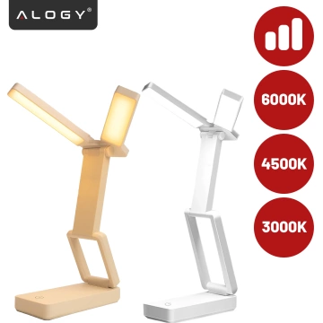 Lampa biurkowa LED 3600 mAh – regulacja natężenia i barwy światła, składana konstrukcja, zasilanie USB-C – Alogy LumiCharge Pro™ Biała