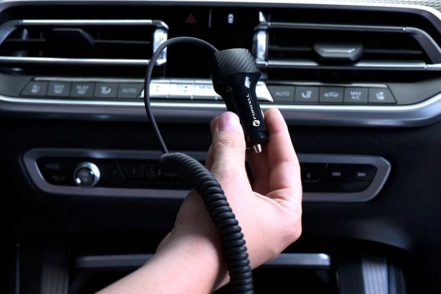 Forcell Carbon Car Charger 38W USB-C USB QC 3.0 PD Cable 1.5m