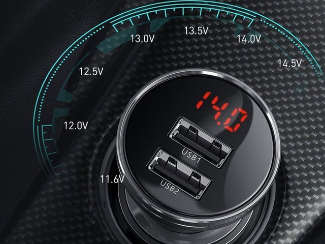 Baseus autonabíjačka 2x USB LED 4,8A 24W šedá