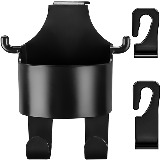 Hanger holder hook car 5in1 for seat headrest car organizer for cup drink Alogy Car Black
