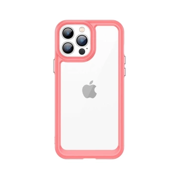 Pevný kryt Outer Space Case pre iPhone 12 Pro Max s gélovým rámom červenej farby