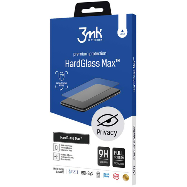 Szkło prywatyzujące do iPhone 15 Pro - 3mk HardGlass Max Privacy™ Antyszpiegowskie hartowane