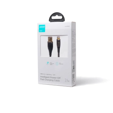 Rýchlonabíjací kábel Joyroom s inteligentným vypínačom USB-A - Lightning 2,4A 1,2 m čierny (S-UL012A3)