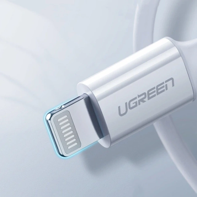 Uzelený kábel USB typu C – Lightning 3A 0,25 m biely (US171)