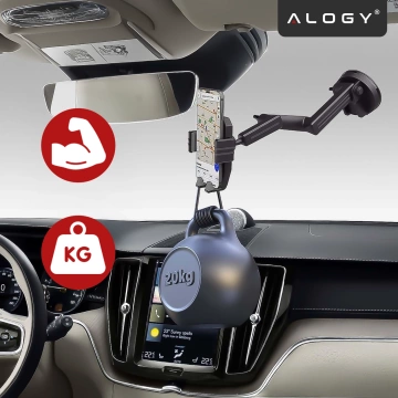 Car Phone Holder 7.2" for Truck Bus Lorry Excavator Car Long 43cm for Windshield Cockpit Alogy Black