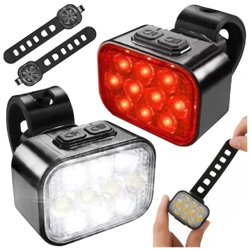 LED Bike Light 500 LM 200 LM Alogy DuoRide™ Lights 20 LED Bike Flashlight Waterproof Light Front and Rear Light Front Rear 2 Set