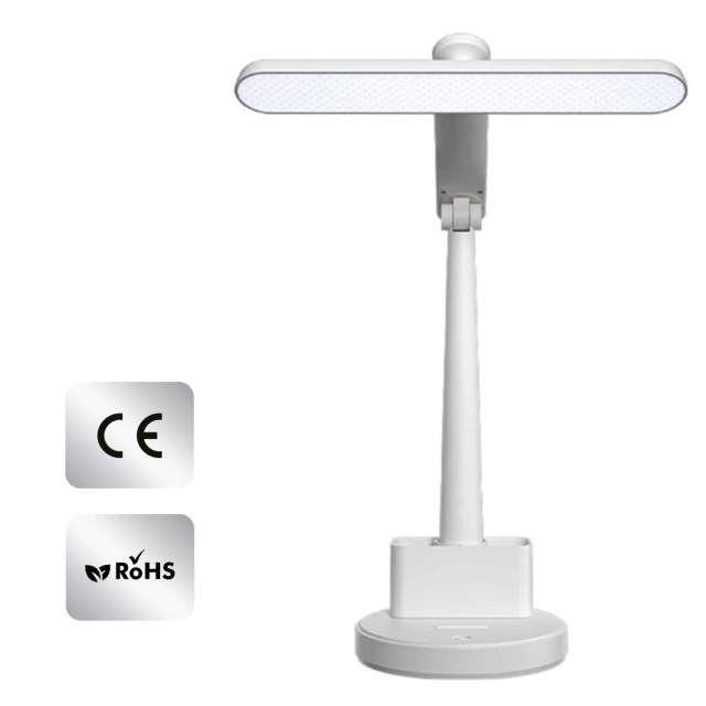 LED stolní lampa noční USB stolní lampa Dotykově nastavitelný organizér a stojan na telefon bílý