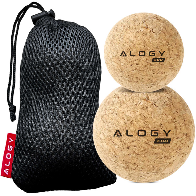 Cork ball Set of 2 ECO balls for muscle massage massager hard small Cork balls 6cm and 5.3cm Alog bag sport fitness Mat