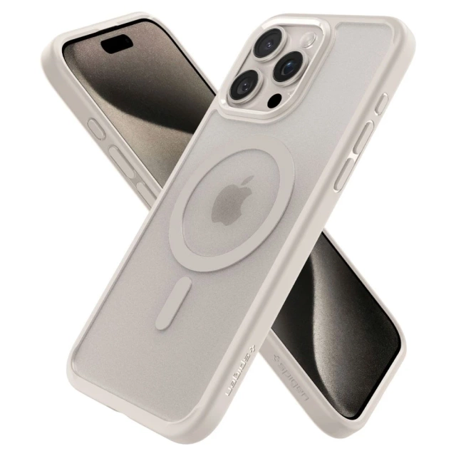 Spigen Ultra Hybrid Mag Mag Safe Case for Apple iPhone 15 Pro Max Frost Natural Titanium