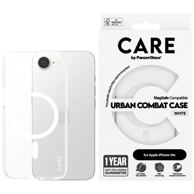 Чохол для iPhone 16e CARE від PanzerGlass Flagship Urban Combat White QI
