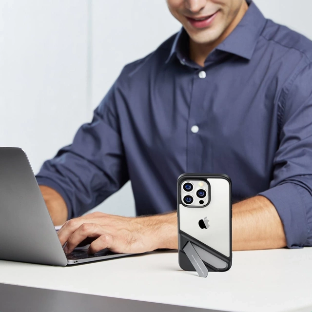 Ugreen LP635 Kickstand Protective Case Hard Cover with Gel Frame and Built-in Kickstand for iPhone 14 Pro black (90926)