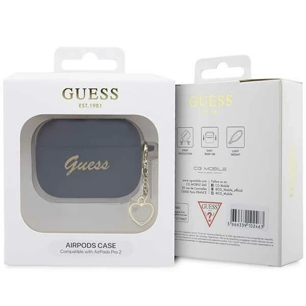 Захисний чохол для навушників Guess GUAP2LSCHSK for Apple AirPods Pro 2 cover black/black Silicone Charm Heart Collection