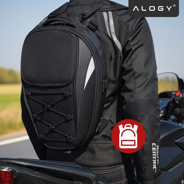 Vodotesný motocyklový batoh 40l – 5 v 1 – horný kufor, taška na sedlo, taška na kufor, taška na prilbu, s krytom, nylon, mestská taška na motocykel – Alogy RoadMaster™ čierny