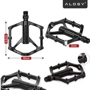 Platform bicycle pedals for MTB bicycles, aluminum 9/16" Black aluminum set [2 pcs.]
