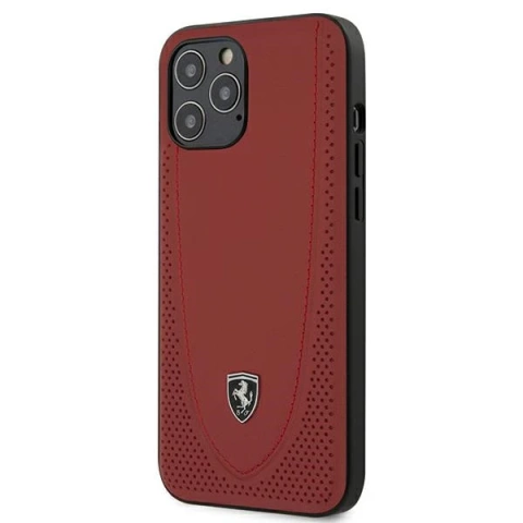 Obal na telefón Ferrari iPhone 12 Pro Max 6,7" čierny/červený pevný obal Off Track Perforated