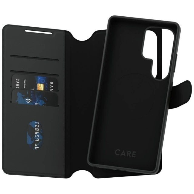 Hülle für Samsung Galaxy S25 Ultra CARE von PanzerGlass Feature Tango Wallet 2in1 Schwarz