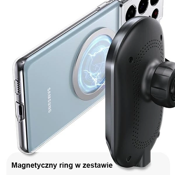 USAMS Magnetic Wireless Charging 15W inductive phone car holder for vent. CD182ZJ01 (US-CD182) black/black