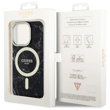 Etui für Telefon Guess GUHMP14LPCUMAK für Apple iPhone 14 Pro 6.1" Czarny/Black Hardcase Marble MagSafe