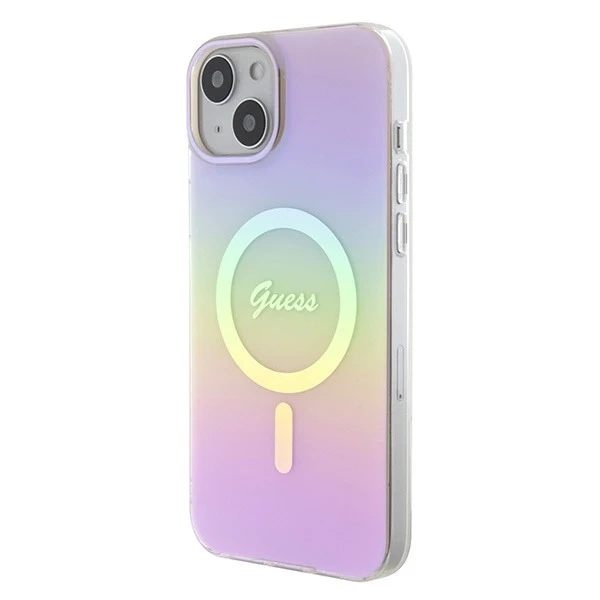Etui Guess GUHMP15SHITSP для iPhone 15 6.1" różowy/рожевий твердий чохол IML Iridescent MagSafe
