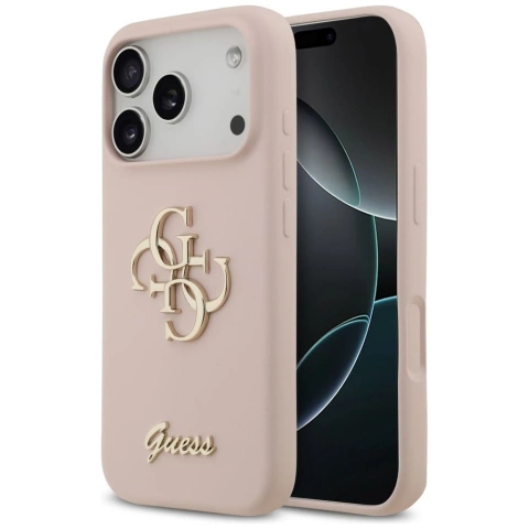 Etui Guess do iPhone 17 Pro Silicone Big 4G Script Pink