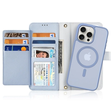 iPhone 15 Pro Dux Ducis Lawa Wallet Mag Leather Case Blue