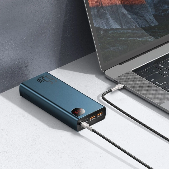 Powerbanka Baseus Adaman Metal 20000mAh, PD, QC 3.0, 65W, 2xUSB USB-C micro USB, (niebieski)