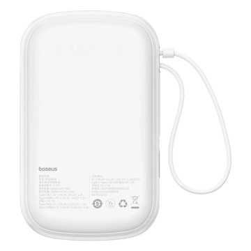 Powerbanka Baseus Qpow Pro 20000mAh 22,5W so vstavaným káblom USB-C a displejom – biela