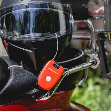 Zámok na bicykel Rockbros 32420981001 s navíjacím lankom - červený