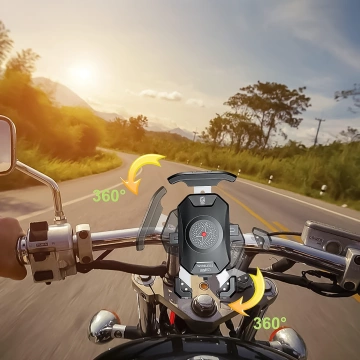 KEWIG M11B Motorradhalterung für Telefon mit QC 3.0 15W Qi-Ladegerät Schwarz
