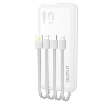 Dudao K6Pro universal powerbank 10000mAh with USB cable, USB Type C, Lightning white (K6Pro-white)