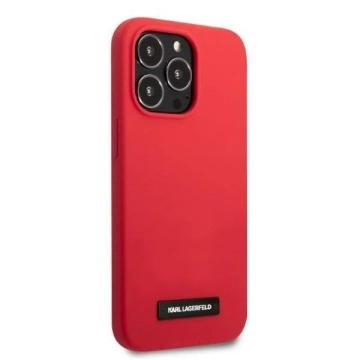 Karl Lagerfeld KLHCP13LSLMP1R protective phone case for Apple iPhone 13 Pro / 13 6.1" hardcase red/red Silicone Plaque