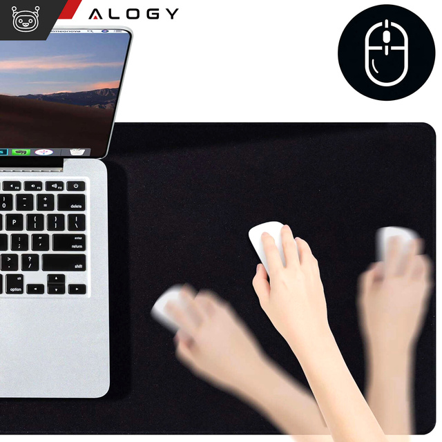 Desk pad for mouse and keyboard Anti-slip protective mat XL 80x40 cm Alogy Black